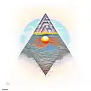 Anubis RA pyramide Sonnenuntergang  tattoo design idea