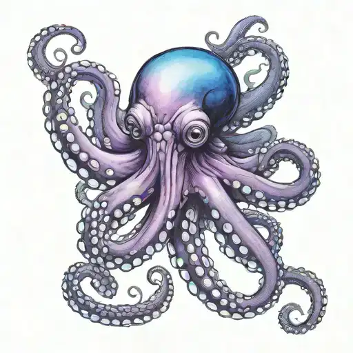 purple and blue communist octopus tattoo design idea