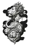 marcus aurelius with bull and lion in background tattoo design idea