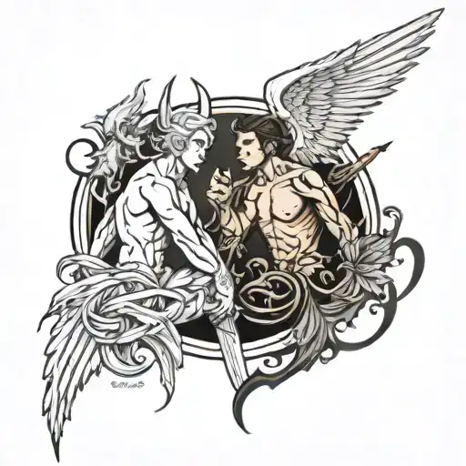 Angels vs demons full sleeve tattoo tattoo design idea