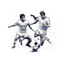 A realistic depiction of a soccer field with the client's favorite players, Maradona and Zico, facing each other tattoo design idea