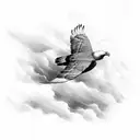 Eagle soaring through a stormy sky tattoo design idea