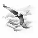 Eagle soaring through a stormy sky tattoo design idea