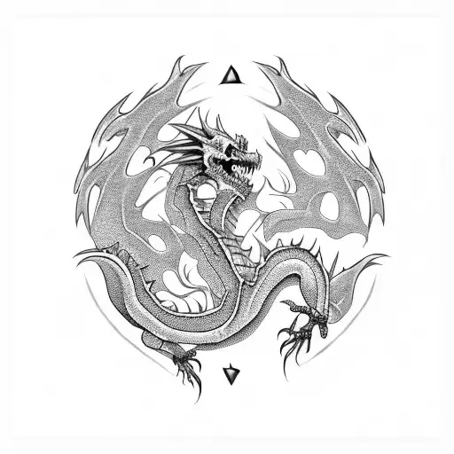 skeleton dragon tattoo design idea