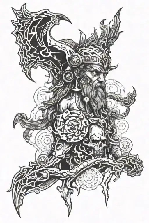 west virginia electrician repairing Zeus's thunderbolt tattoo design idea