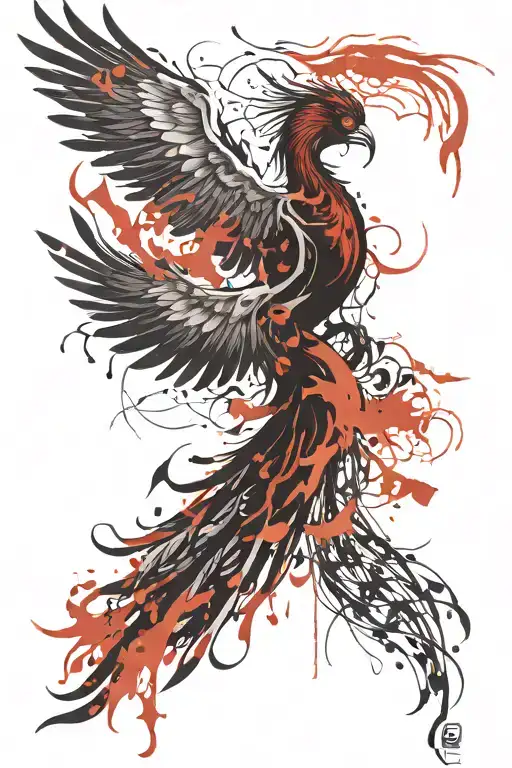 phoenix rising from flames tattoo design idea