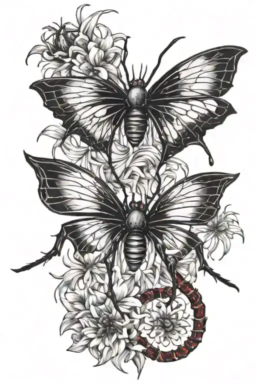 Tokyo ghoul centipede and spider lily tattoo design idea