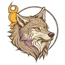Gray and Purple wolf howling at the moon tattoo design idea