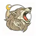 Gray and Purple wolf howling at the moon tattoo design idea