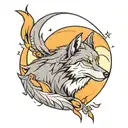 Gray and Purple wolf howling at the moon tattoo design idea