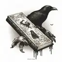 Raven carrying a book titled Nevermore tattoo design idea