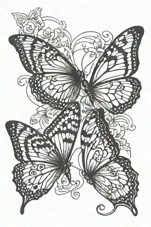 two butterflies flying tattoo design idea