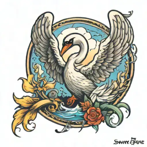 swan dive in heaven gates tattoo design idea