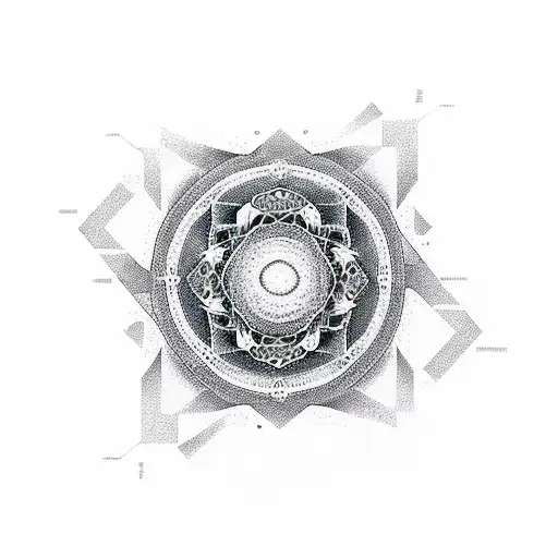An abstract dotwork design depicting the concept of balance and harmony inspired by Stoicism and Hindu philosophy tattoo design idea