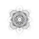 An abstract dotwork design depicting the concept of balance and harmony inspired by Stoicism and Hindu philosophy tattoo design idea