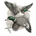 mallard and wood duck flying tattoo design idea