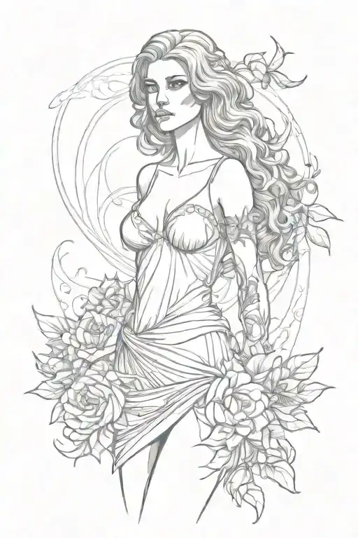 full body Aphrodite realistic sexy girl shoulder tattoo tattoo design idea