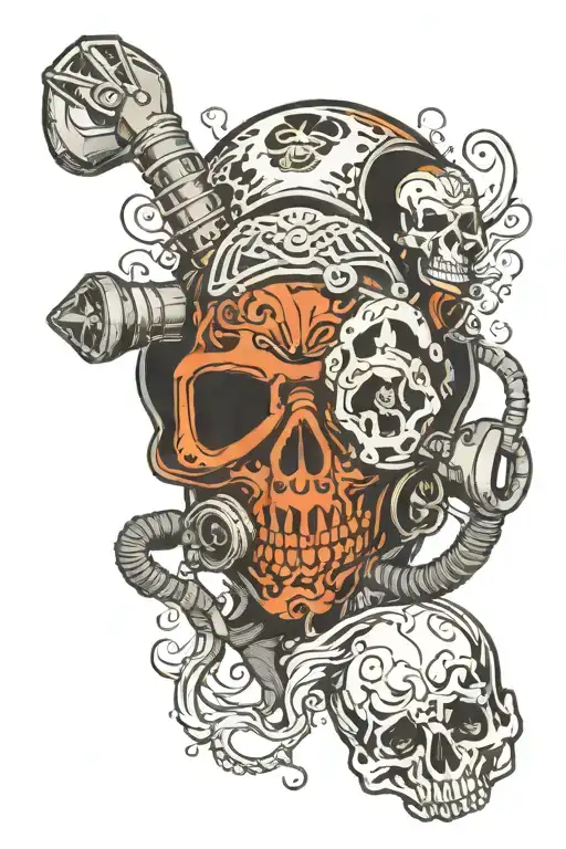 scuba diving mask with skull   tattoo design idea