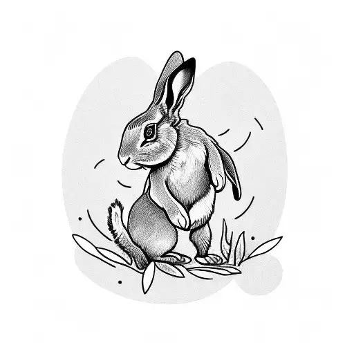 Bunny Rabbit DJing a party with a joint and chicken wings tattoo design idea
