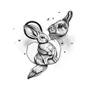 Bunny Rabbit DJing a party with a joint and chicken wings tattoo design idea