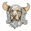 bull head with cocker spaniel tattoo design idea