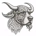 bull head with cocker spaniel tattoo design idea