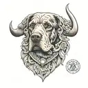 bull head with cocker spaniel tattoo design idea