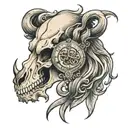 Lion skull clock tattoo design idea