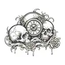 skulls clock melting tattoo design idea