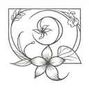 Flower with crescent moon with love letter tattoo design idea