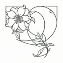 Flower with crescent moon with love letter tattoo design idea