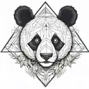 Fine line panda head in a triangle with arrows and fine vegetal black with all details in triangle no details inside  tattoo design idea