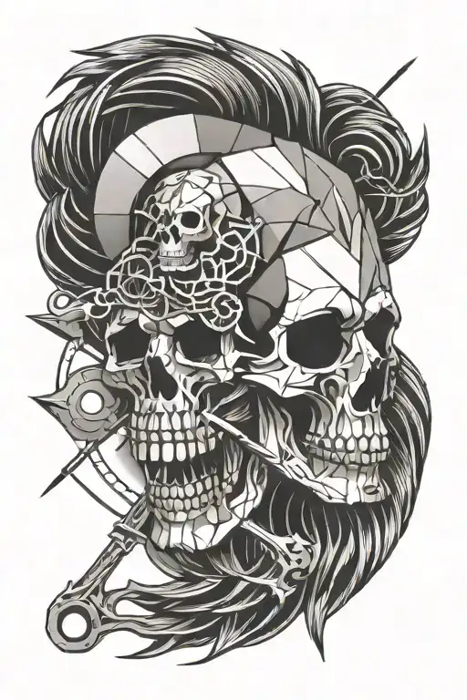skull, lion, wrench, black sabbath pink floyd tattoo design idea