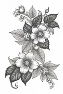 blackberry vine back tattoo with white flowers blooming tattoo design idea