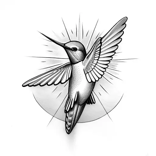 sun rays of light hummingbird welder  tattoo design idea