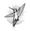 sun rays of light hummingbird welder  tattoo design idea