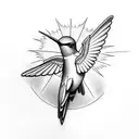 sun rays of light hummingbird welder  tattoo design idea