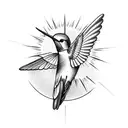 sun rays of light hummingbird welder  tattoo design idea