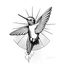 sun rays of light hummingbird welder  tattoo design idea