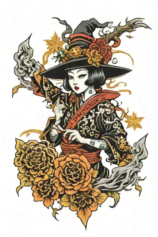 Spooky Mythical Witchy tattoo design idea