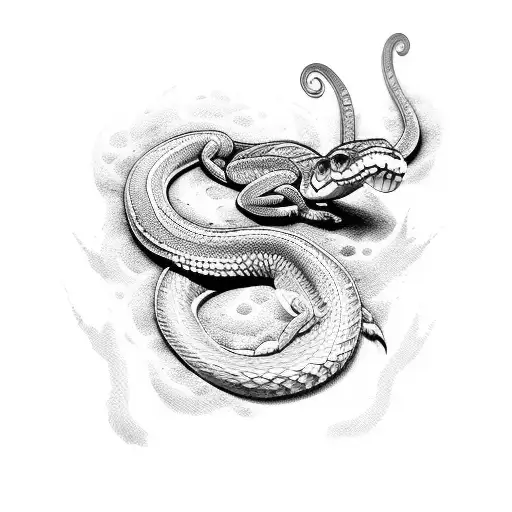 serpiente con espada y flores  tattoo design idea