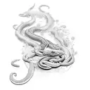 serpiente con espada y flores  tattoo design idea