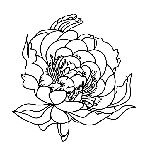 tulipan, girasol, peonia tattoo design idea