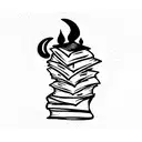 Stack of books on fire tattoo design idea