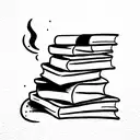 Stack of books on fire tattoo design idea