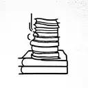 Stack of books on fire tattoo design idea