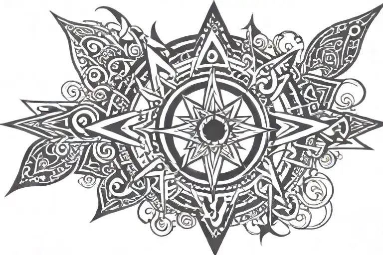 8 8 8 point star passing away eye surrounded my music tattoo design idea