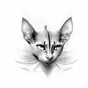 simple black outline of a sphinx cat's head but the cat has a third eye on its forehead tattoo design idea