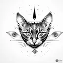cat with third eye on forehead tattoo design idea