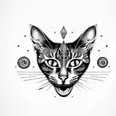 cat with third eye on forehead tattoo design idea